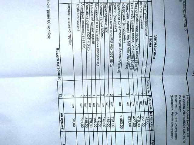 Білий Мерседес Віто, об'ємом двигуна 2.1 л та пробігом 500 тис. км за 4000 $, фото 5 на Automoto.ua