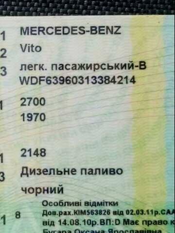 Чорний Мерседес Віто, об'ємом двигуна 2.15 л та пробігом 338 тис. км за 7400 $, фото 2 на Automoto.ua