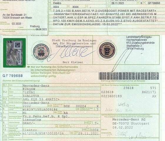 Серый Мерседес EQS, объемом двигателя 0 л и пробегом 80 тыс. км за 76000 $, фото 54 на Automoto.ua