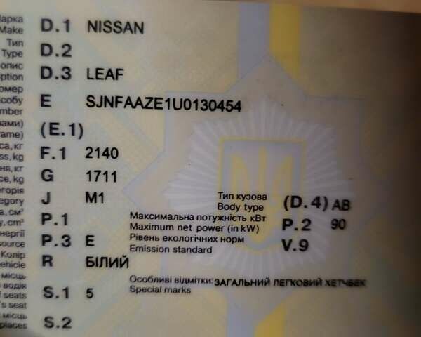 Белый Ниссан Лиф, объемом двигателя 0 л и пробегом 98 тыс. км за 17300 $, фото 2 на Automoto.ua