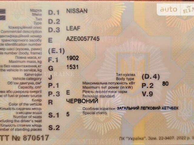 Красный Ниссан Лиф, объемом двигателя 0 л и пробегом 122 тыс. км за 4950 $, фото 14 на Automoto.ua