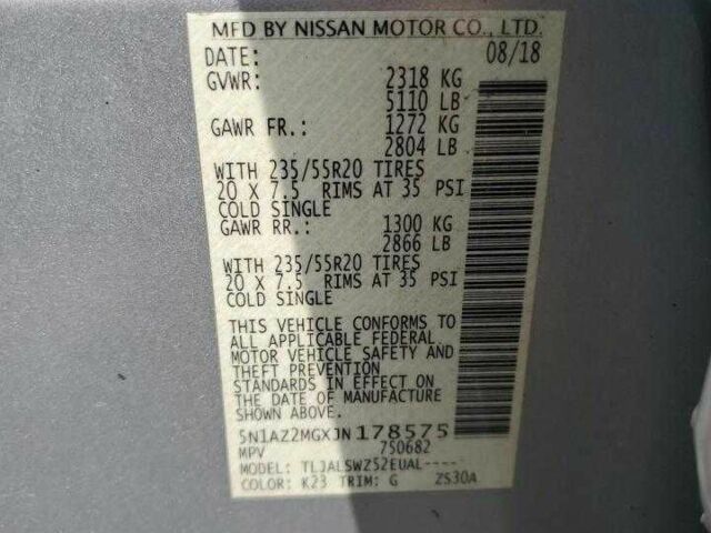 Серый Ниссан Мурано, объемом двигателя 3.5 л и пробегом 105 тыс. км за 2100 $, фото 12 на Automoto.ua