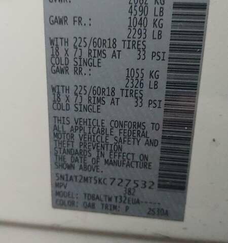 Белый Ниссан Rogue, объемом двигателя 2.49 л и пробегом 81 тыс. км за 7500 $, фото 12 на Automoto.ua