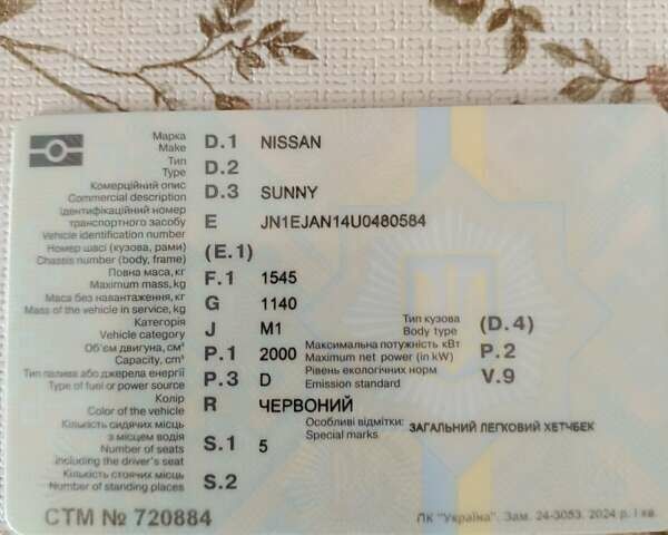 Червоний Ніссан Санні, об'ємом двигуна 2 л та пробігом 220 тис. км за 1700 $, фото 1 на Automoto.ua