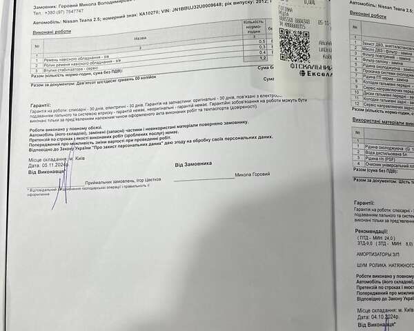 Чорний Ніссан Теана, об'ємом двигуна 2.5 л та пробігом 102 тис. км за 12900 $, фото 84 на Automoto.ua