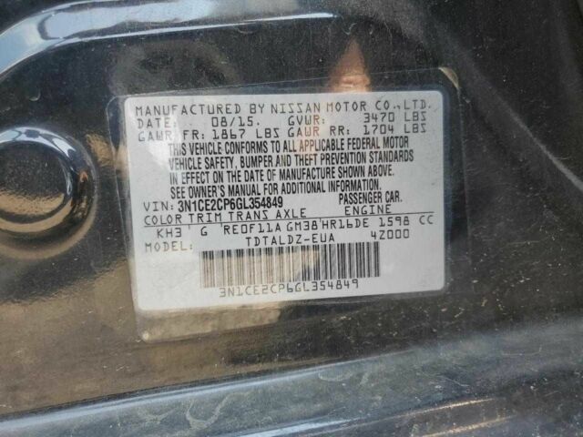 Черный Ниссан Верса, объемом двигателя 1.6 л и пробегом 2 тыс. км за 6600 $, фото 11 на Automoto.ua