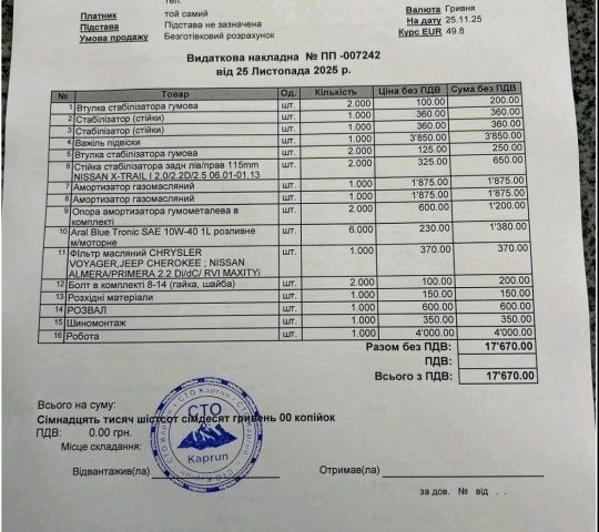Серый Ниссан ИксТрейл, объемом двигателя 0 л и пробегом 353 тыс. км за 3850 $, фото 13 на Automoto.ua
