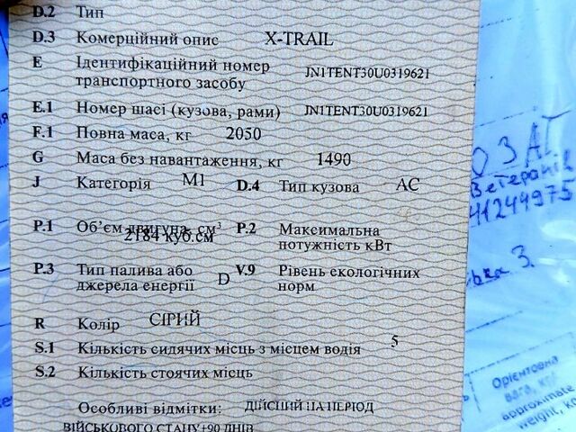 Серый Ниссан ИксТрейл, объемом двигателя 2.2 л и пробегом 179 тыс. км за 3320 $, фото 12 на Automoto.ua