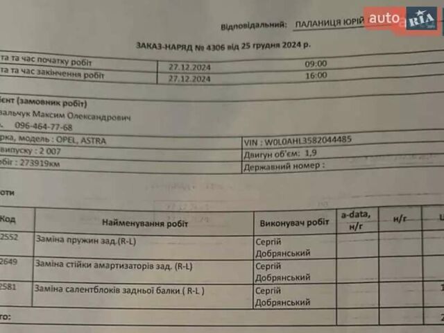 Серый Опель Астра, объемом двигателя 1.91 л и пробегом 291 тыс. км за 5800 $, фото 33 на Automoto.ua
