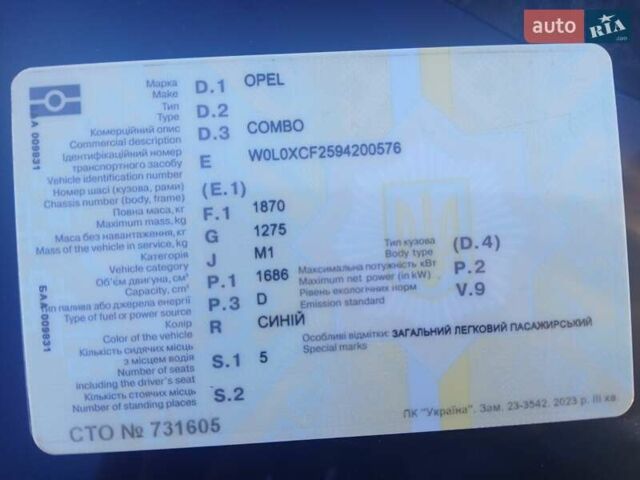 Синий Опель Комбо груз.-пасс., объемом двигателя 1.7 л и пробегом 280 тыс. км за 4750 $, фото 5 на Automoto.ua