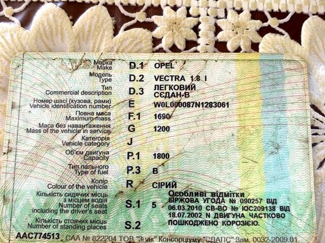 Серый Опель Вектра, объемом двигателя 1.8 л и пробегом 0 тыс. км за 1150 $, фото 10 на Automoto.ua