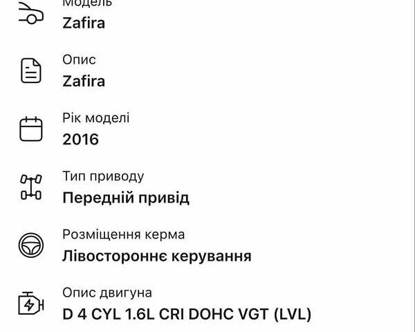 Серый Опель Zafira Tourer, объемом двигателя 1.6 л и пробегом 194 тыс. км за 11600 $, фото 17 на Automoto.ua
