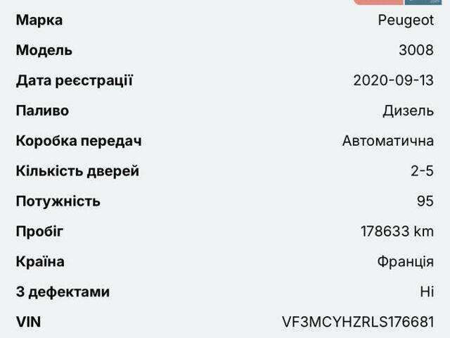 Белый Пежо 3008, объемом двигателя 1.5 л и пробегом 178 тыс. км за 21300 $, фото 82 на Automoto.ua