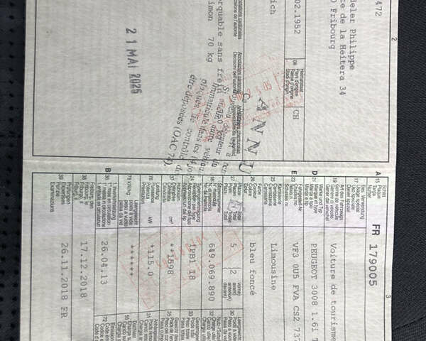 Синий Пежо 3008, объемом двигателя 1.6 л и пробегом 136 тыс. км за 8888 $, фото 32 на Automoto.ua