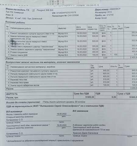 Пежо 308, об'ємом двигуна 1.6 л та пробігом 236 тис. км за 5499 $, фото 3 на Automoto.ua