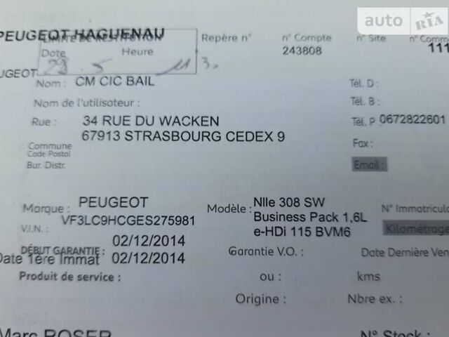 Пежо 308, об'ємом двигуна 1.6 л та пробігом 279 тис. км за 8800 $, фото 79 на Automoto.ua