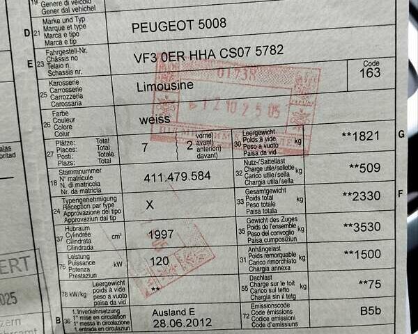 Пежо 5008 2012 у Києві на Automoto.ua Білий Пежо 5008, об'ємом двигуна 2 л та пробігом 183 тис. км за 10700 $, фото 29 на Automoto.ua
