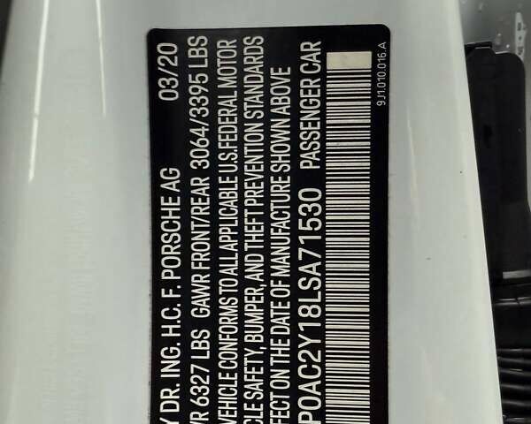 Білий Порше Тайкан, об'ємом двигуна 0 л та пробігом 43 тис. км за 71000 $, фото 14 на Automoto.ua