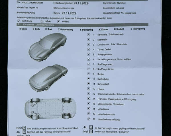 Серый Порше Тайкан, объемом двигателя 0 л и пробегом 129 тыс. км за 53500 $, фото 106 на Automoto.ua
