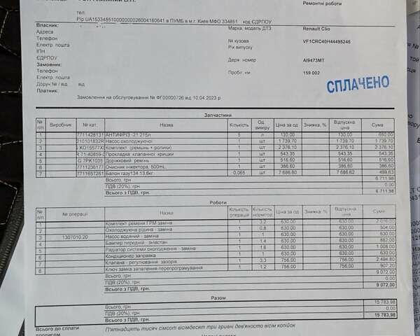 Белый Рено Клио, объемом двигателя 1.15 л и пробегом 171 тыс. км за 5000 $, фото 39 на Automoto.ua