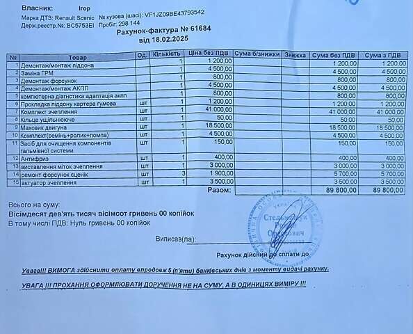 Серый Рено Гранд Сценик, объемом двигателя 1.46 л и пробегом 308 тыс. км за 7800 $, фото 1 на Automoto.ua