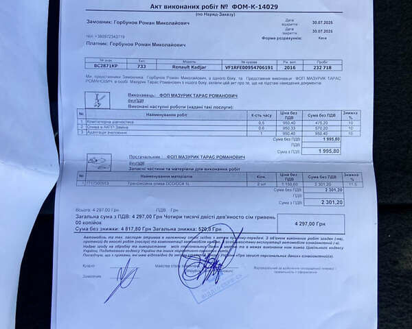 Чорний Рено Kadjar, об'ємом двигуна 1.5 л та пробігом 237 тис. км за 15550 $, фото 110 на Automoto.ua