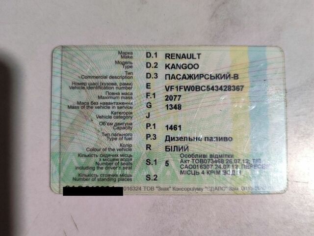 Белый Рено Кенгу, объемом двигателя 1.5 л и пробегом 174 тыс. км за 4500 $, фото 15 на Automoto.ua