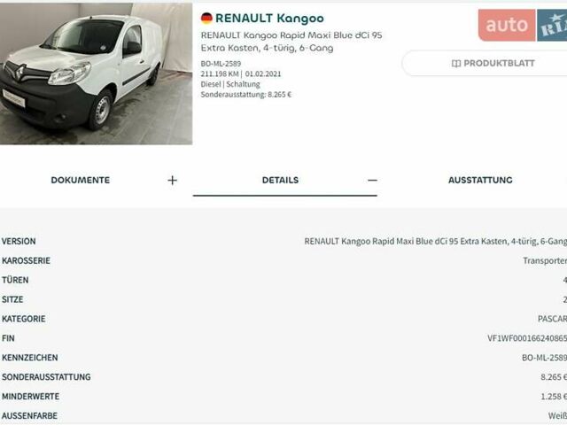 Белый Рено Кенгу, объемом двигателя 1.5 л и пробегом 211 тыс. км за 14700 $, фото 38 на Automoto.ua