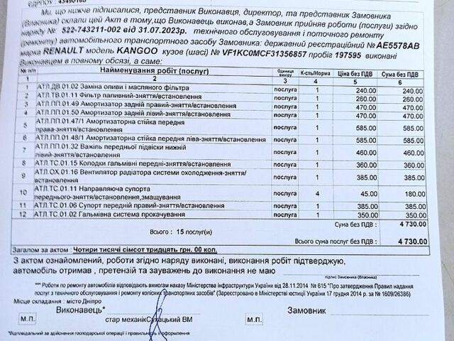 Рено Кенгу, объемом двигателя 1.4 л и пробегом 205 тыс. км за 4200 $, фото 8 на Automoto.ua