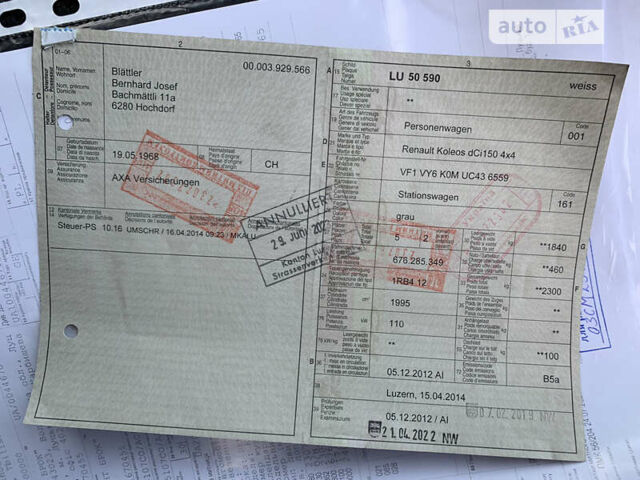 Сірий Рено Колеос, об'ємом двигуна 2 л та пробігом 230 тис. км за 13600 $, фото 109 на Automoto.ua