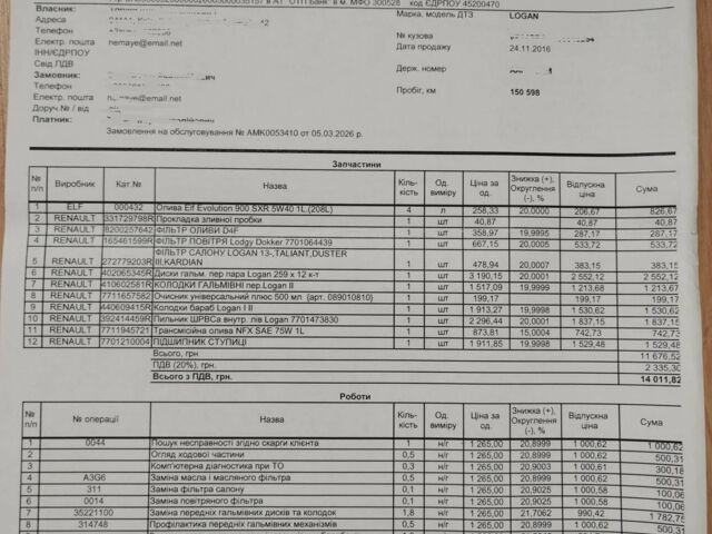 Белый Рено Логан, объемом двигателя 1.2 л и пробегом 152 тыс. км за 5400 $, фото 19 на Automoto.ua