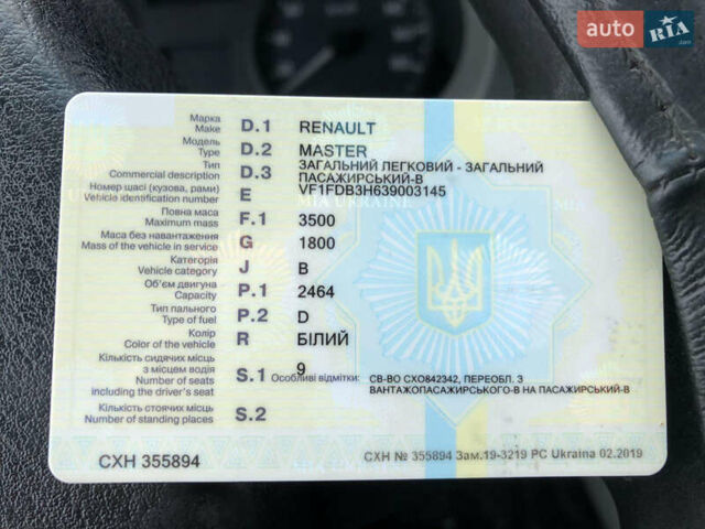 Білий Рено Мастєр, об'ємом двигуна 2.5 л та пробігом 220 тис. км за 7800 $, фото 1 на Automoto.ua