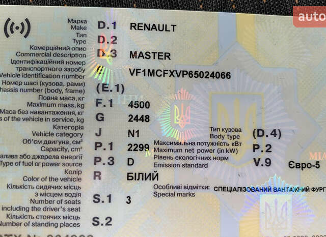 Рено Мастер 2020 в Запорожье на Automoto.ua Белый Рено Мастер, объемом двигателя 2.3 л и пробегом 239 тыс. км за 24400 $, фото 1 на Automoto.ua