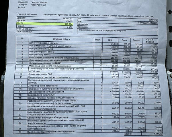 Рено Мастер, объемом двигателя 2.3 л и пробегом 182 тыс. км за 27000 $, фото 38 на Automoto.ua