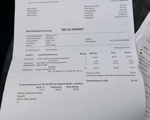 Білий Рено Меган, об'ємом двигуна 1.6 л та пробігом 145 тис. км за 5500 $, фото 26 на Automoto.ua