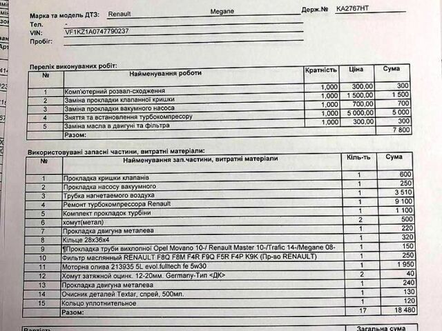 Белый Рено Меган, объемом двигателя 1.5 л и пробегом 197 тыс. км за 6900 $, фото 10 на Automoto.ua