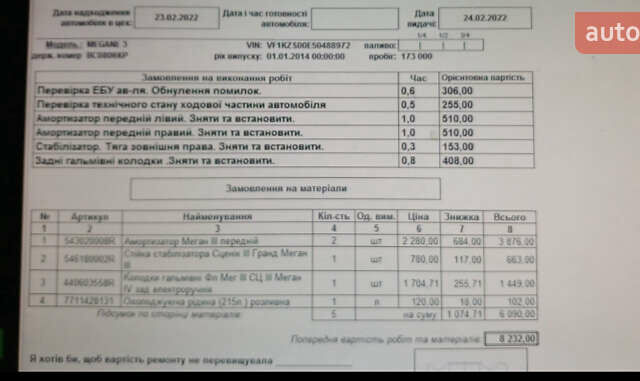 Белый Рено Меган, объемом двигателя 1.46 л и пробегом 202 тыс. км за 9349 $, фото 19 на Automoto.ua
