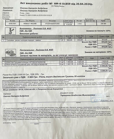 Черный Рено Меган, объемом двигателя 1.46 л и пробегом 262 тыс. км за 8800 $, фото 35 на Automoto.ua