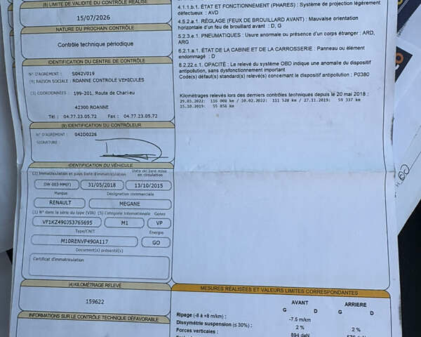 Чорний Рено Меган, об'ємом двигуна 1.5 л та пробігом 190 тис. км за 10999 $, фото 34 на Automoto.ua