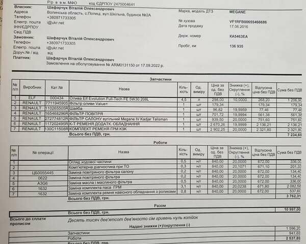 Рено Меган, об'ємом двигуна 1.46 л та пробігом 147 тис. км за 12200 $, фото 44 на Automoto.ua