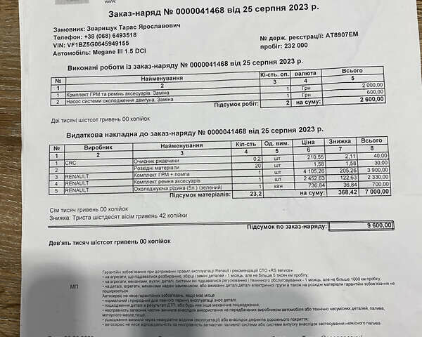 Синий Рено Меган, объемом двигателя 1.5 л и пробегом 255 тыс. км за 5999 $, фото 27 на Automoto.ua