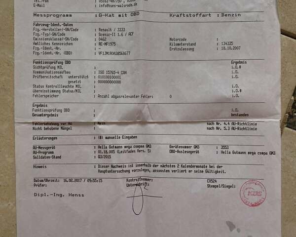 Серый Рено Сценик, объемом двигателя 1.6 л и пробегом 225 тыс. км за 5690 $, фото 3 на Automoto.ua