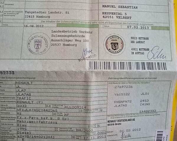 Рено Трафик 2012 в Хмельницком на Automoto.ua Синий Рено Трафик, объемом двигателя 2 л и пробегом 170 тыс. км за 11000 $, фото 15 на Automoto.ua