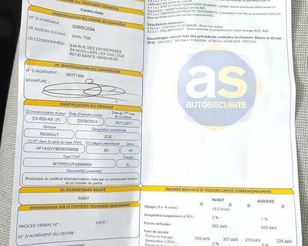 Белый Рено Зое, объемом двигателя 0 л и пробегом 51 тыс. км за 7000 $, фото 16 на Automoto.ua