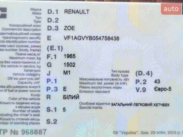 Білий Рено Зое, об'ємом двигуна 0 л та пробігом 127 тис. км за 7600 $, фото 12 на Automoto.ua