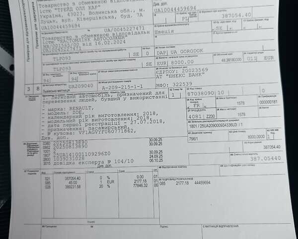 Рено Зое 2019 в Ровно на Automoto.ua Белый Рено Зое, объемом двигателя 0 л и пробегом 139 тыс. км за 8750 $, фото 2 на Automoto.ua