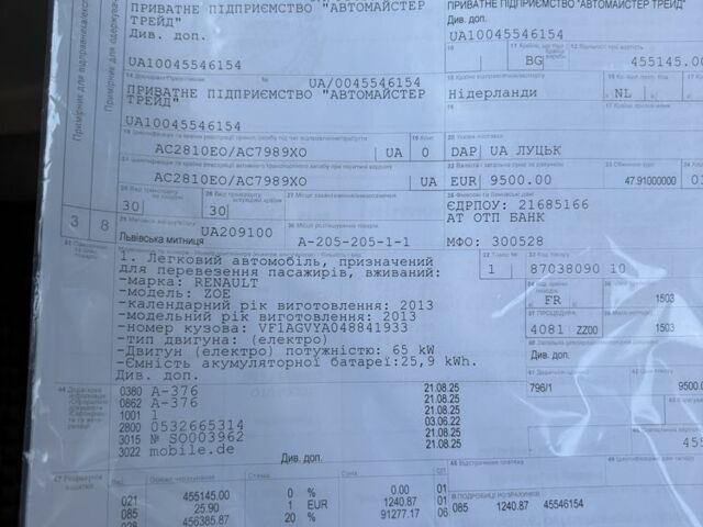 Синий Рено Зое, объемом двигателя 0 л и пробегом 140 тыс. км за 3600 $, фото 19 на Automoto.ua