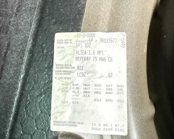 Чорний Сеат Altea, об'ємом двигуна 1.6 л та пробігом 168 тис. км за 5750 $, фото 54 на Automoto.ua