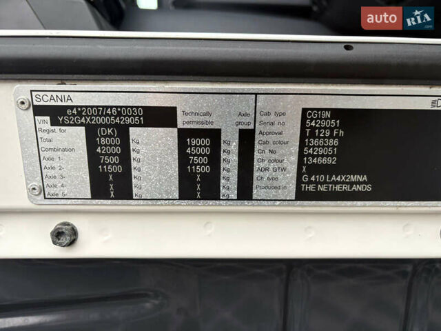 Белый Сканиа R 410, объемом двигателя 12.7 л и пробегом 473 тыс. км за 33700 $, фото 17 на Automoto.ua