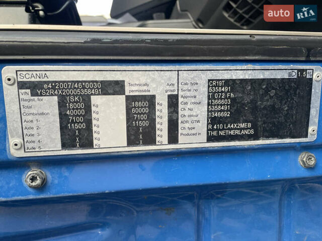 Синий Сканиа R 410, объемом двигателя 12.74 л и пробегом 1000 тыс. км за 28000 $, фото 6 на Automoto.ua